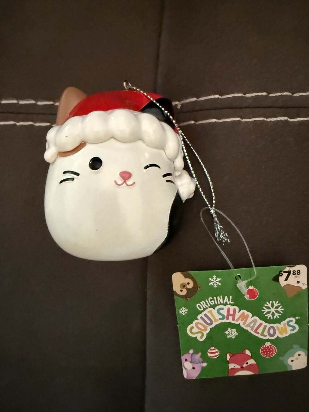 Kurt Adler Squishmallows Cameron the Calico Cat with Santa Hat Decoupage Christm
